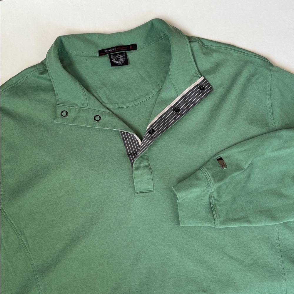 Vintage Nike Tiger Woods 1/4 Snap Golf Pullover Shirt Green Cotton Mens Size XL‎